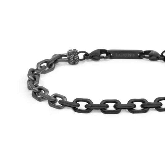 Bracciale Marlù catena ovale in acciaio nero e pvd titanio Regolabile 19,5-21,5 cm