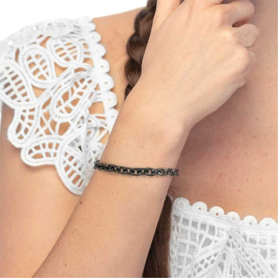Bracciale Marlù catena ovale in acciaio nero e pvd titanio Regolabile 19,5-21,5 cm