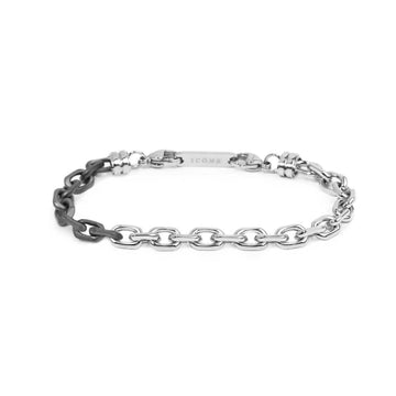 Bracciale Marlù catena ovale in acciaio e pvd titanio Regolabile 19,5-21,5 cm
