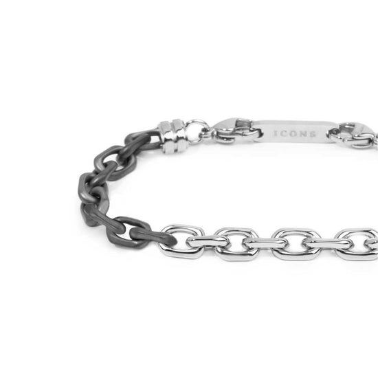 Bracciale Marlù catena ovale in acciaio e pvd titanio Regolabile 19,5-21,5 cm