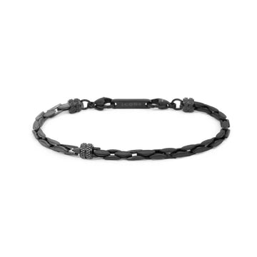 Bracciale Marlù catena squadrata acciaio nero e pvd titanio Regolabile 19,5-21 cm