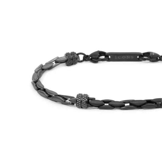 Bracciale Marlù catena squadrata acciaio nero e pvd titanio Regolabile 19,5-21 cm