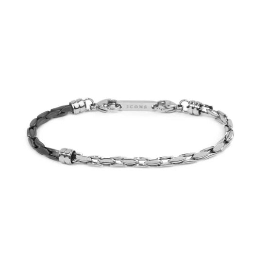 Bracciale Marlù catena squadrata in acciaio e pvd titanio Regolabile 19,5-21 cm