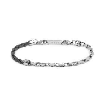 Bracciale Marlù catena squadrata in acciaio e pvd titanio Regolabile 19,5-21 cm