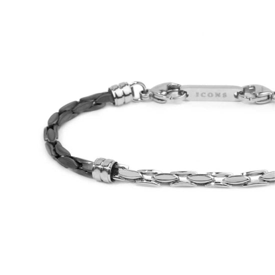 Bracciale Marlù catena squadrata in acciaio e pvd titanio Regolabile 19,5-21 cm