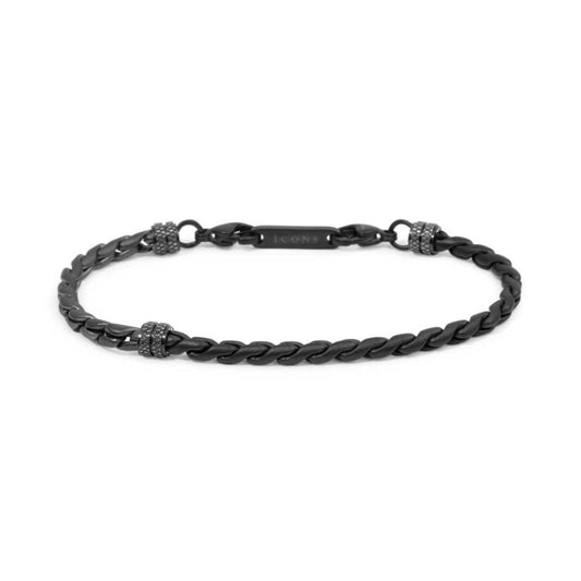 Bracciale Marlù catena serpentina acciaio nero e pvd titanio Regolabile 19,5-21 cm