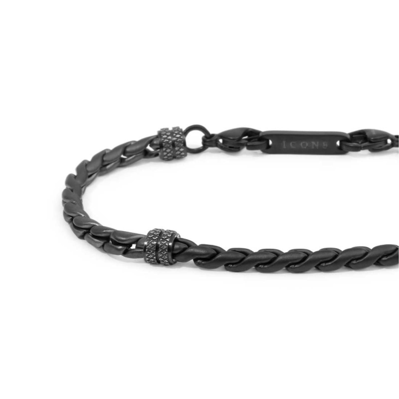 Bracciale Marlù catena serpentina acciaio nero e pvd titanio Regolabile 19,5-21 cm