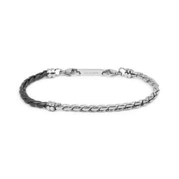 Bracciale Marlù catena serpentina in acciaio e pvd titanio Regolabile 19,5-21 cm
