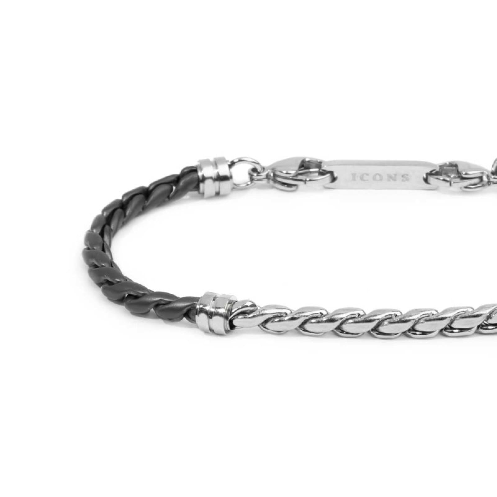 Bracciale Marlù catena serpentina in acciaio e pvd titanio Regolabile 19,5-21 cm