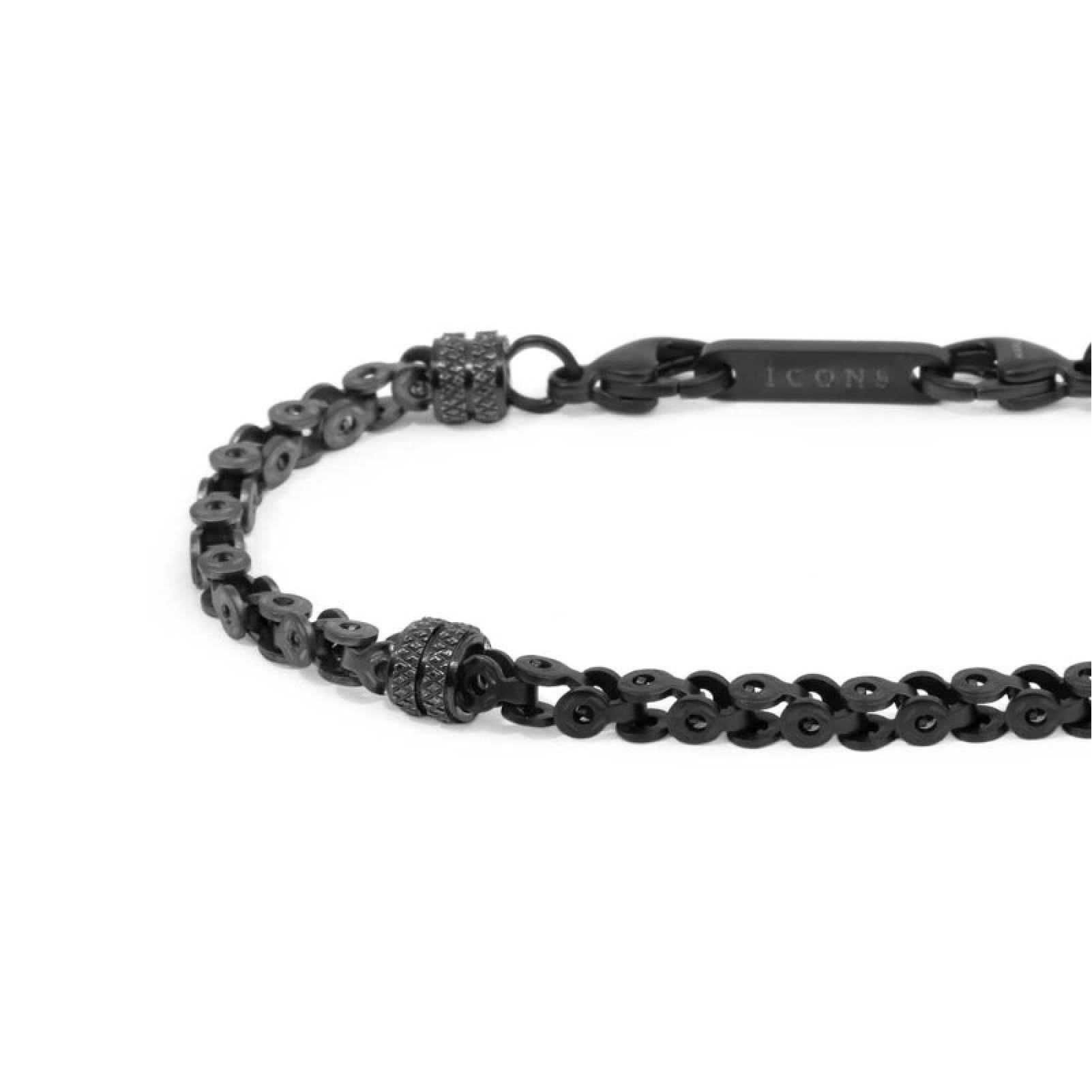 Bracciale Marlù catena marine mechanical nera e pvd titanio Regolabile 19,5-21 cm