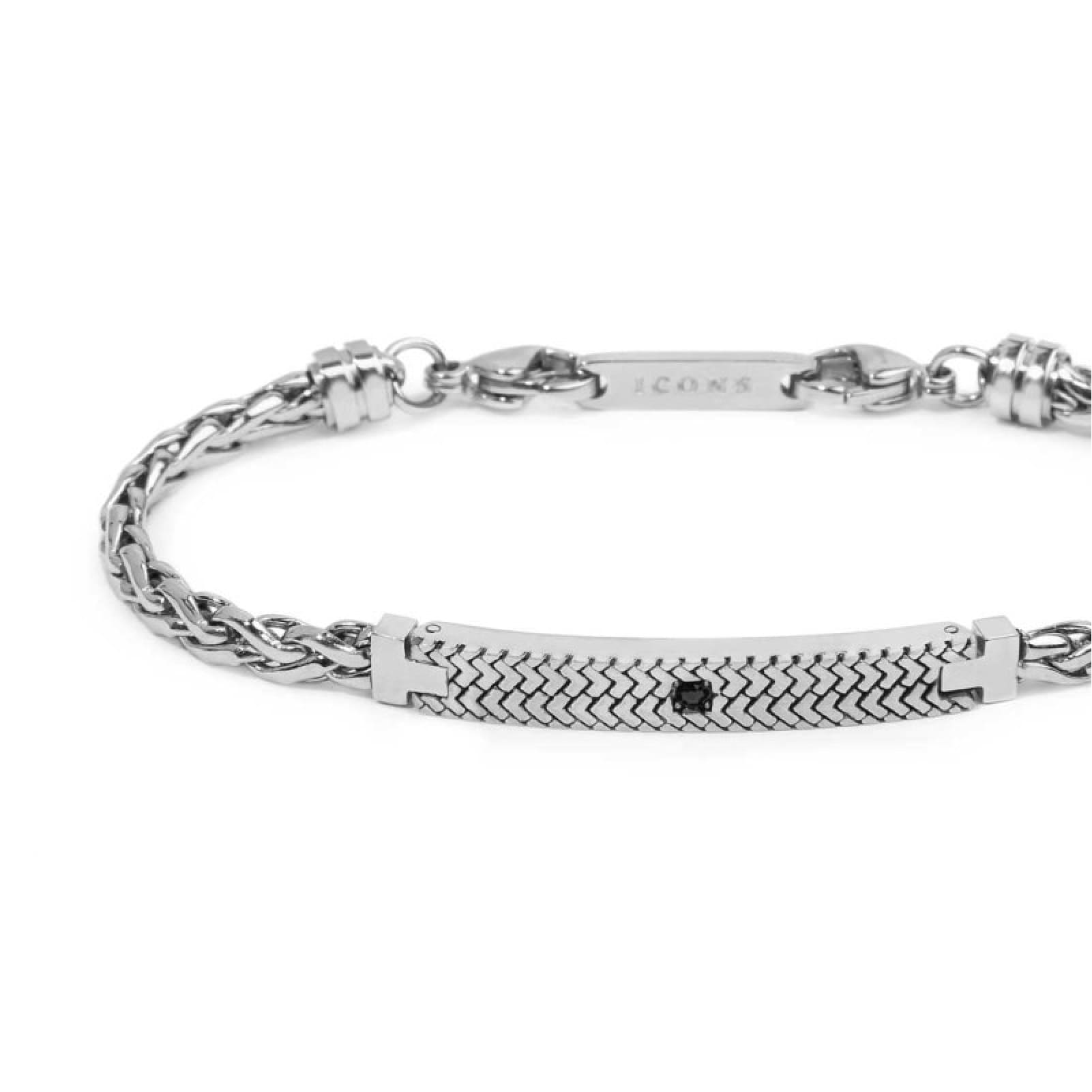 Bracciale Marlù catena a sonaglio piatta e zircone centrale Regolabile 19,5-21 cm