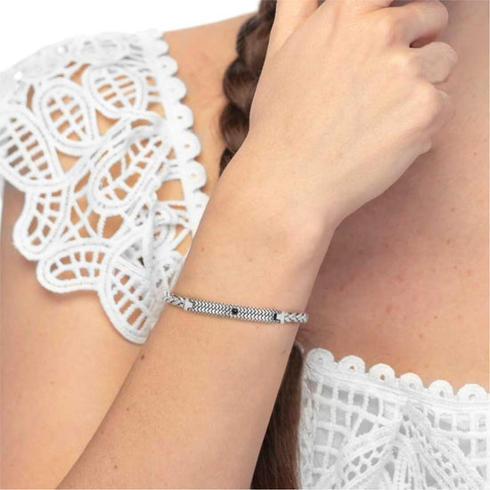 Bracciale Marlù catena a sonaglio piatta e zircone centrale Regolabile 19,5-21 cm