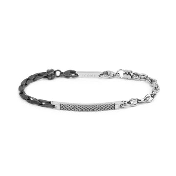 Bracciale Marlù catena squadrata pvd titanio e catena marine Regolabile 19,5-21 cm