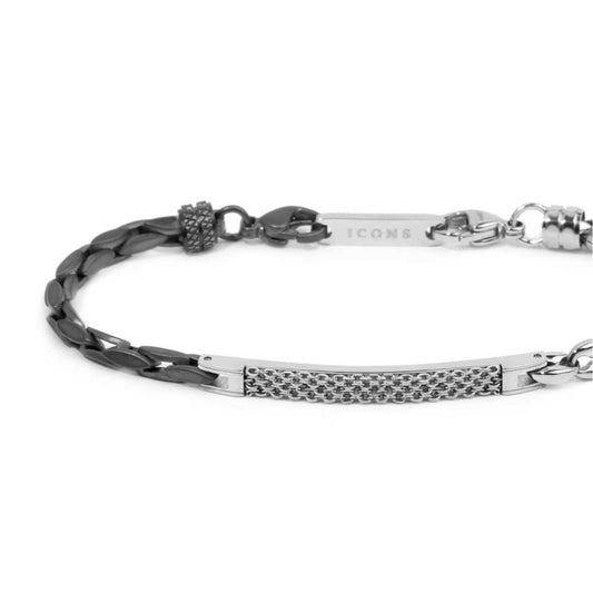 Bracciale Marlù catena squadrata pvd titanio e catena marine Regolabile 19,5-21 cm
