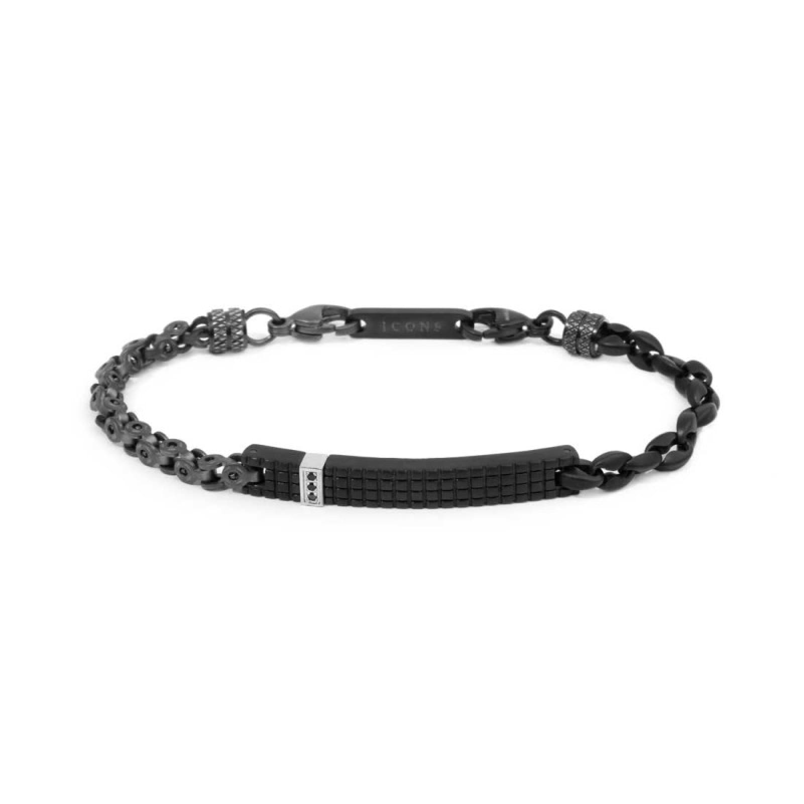 Bracciale Marlù catena marine nera e mechanical pvd titanio Regolabile 19,5-21 cm