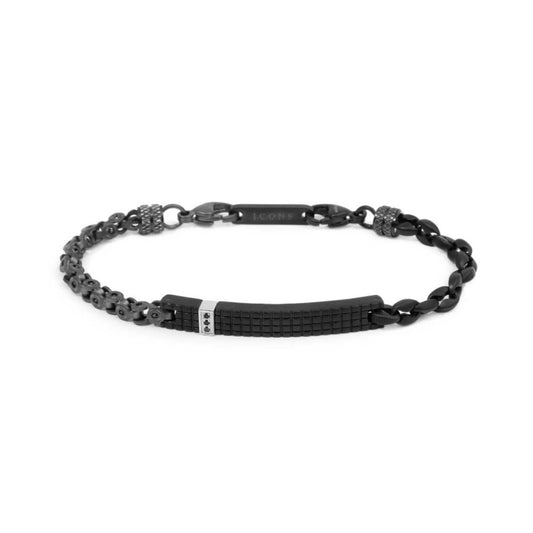 Bracciale Marlù catena marine nera e mechanical pvd titanio Regolabile 19,5-21 cm