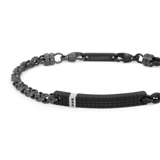 Bracciale Marlù catena marine nera e mechanical pvd titanio Regolabile 19,5-21 cm