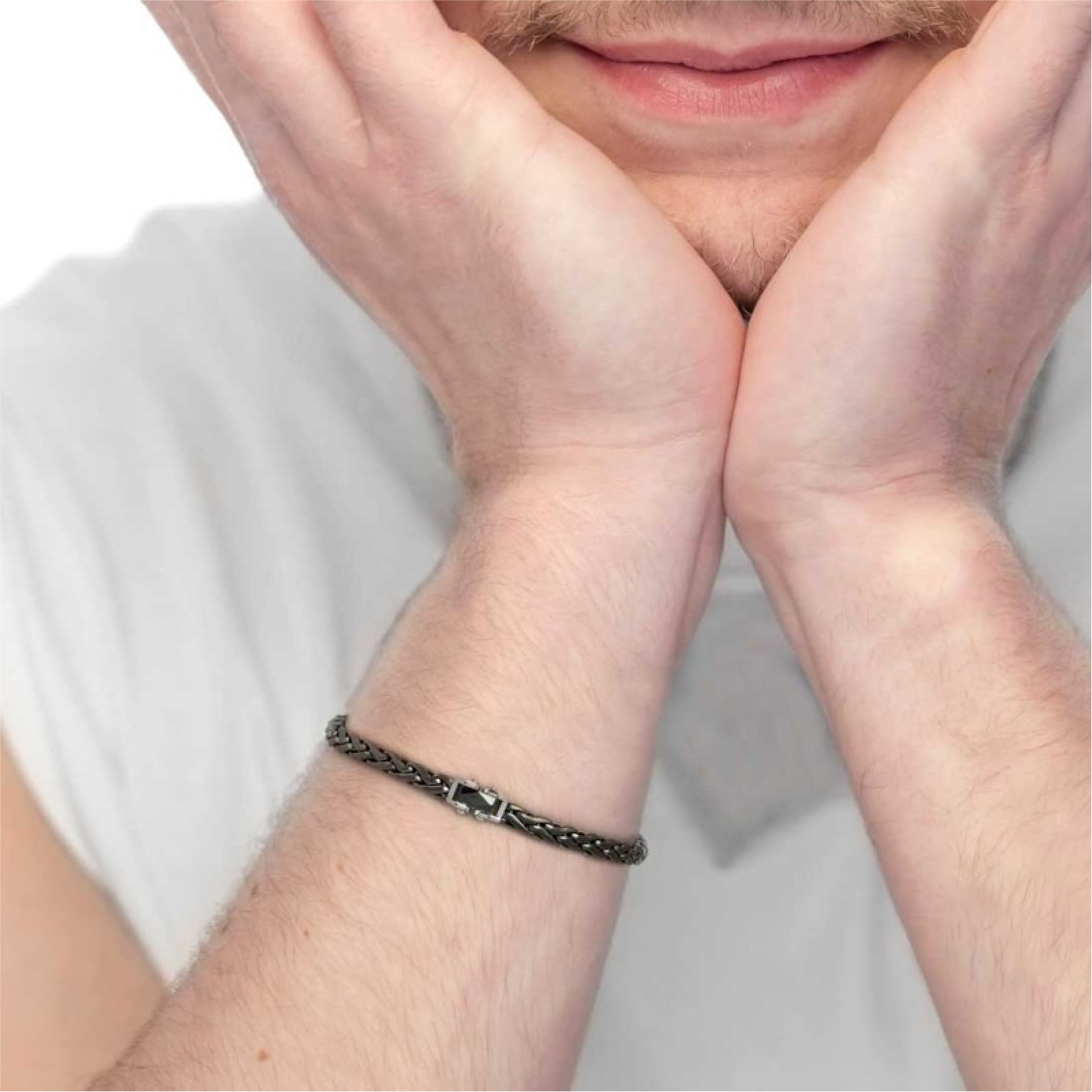 Bracciale Marlù Icons in acciaio pvd nero e ceramica 21 cm