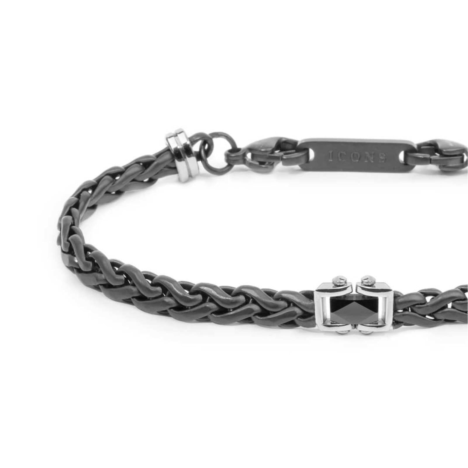 Bracciale Marlù Icons acciaio pvd titanio e ceramica 21 cm