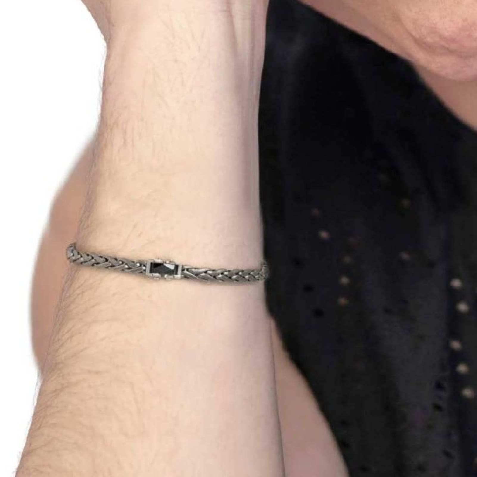 Bracciale Marlù Icons acciaio pvd titanio e ceramica 21 cm