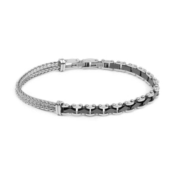 Bracciale Marlù Icons in acciaio catena fishbone e ceramica 21 cm
