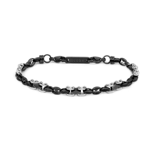 Bracciale Marlù Icons in acciaio pvd nero e catena marine 21 cm