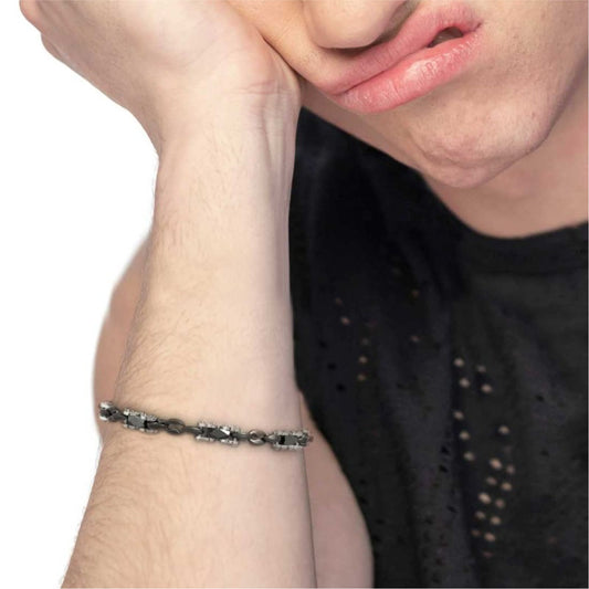 Bracciale Marlù Icons in acciaio pvd nero e catena marine 21 cm