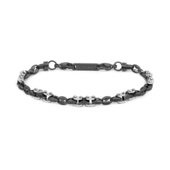 Bracciale Marlù Icons in acciaio pvd titanio e catena marine 21 cm