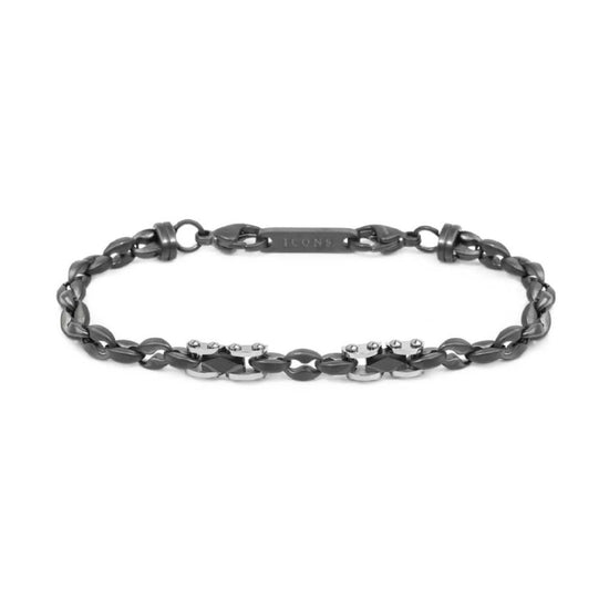 Bracciale Marlù Icons acciaio pvd titanio e elementi acciaio 21,5 cm