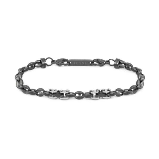 Bracciale Marlù Icons acciaio pvd titanio e elementi acciaio 21,5 cm