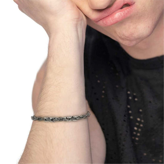 Bracciale Marlù Icons acciaio pvd titanio e elementi acciaio 21,5 cm