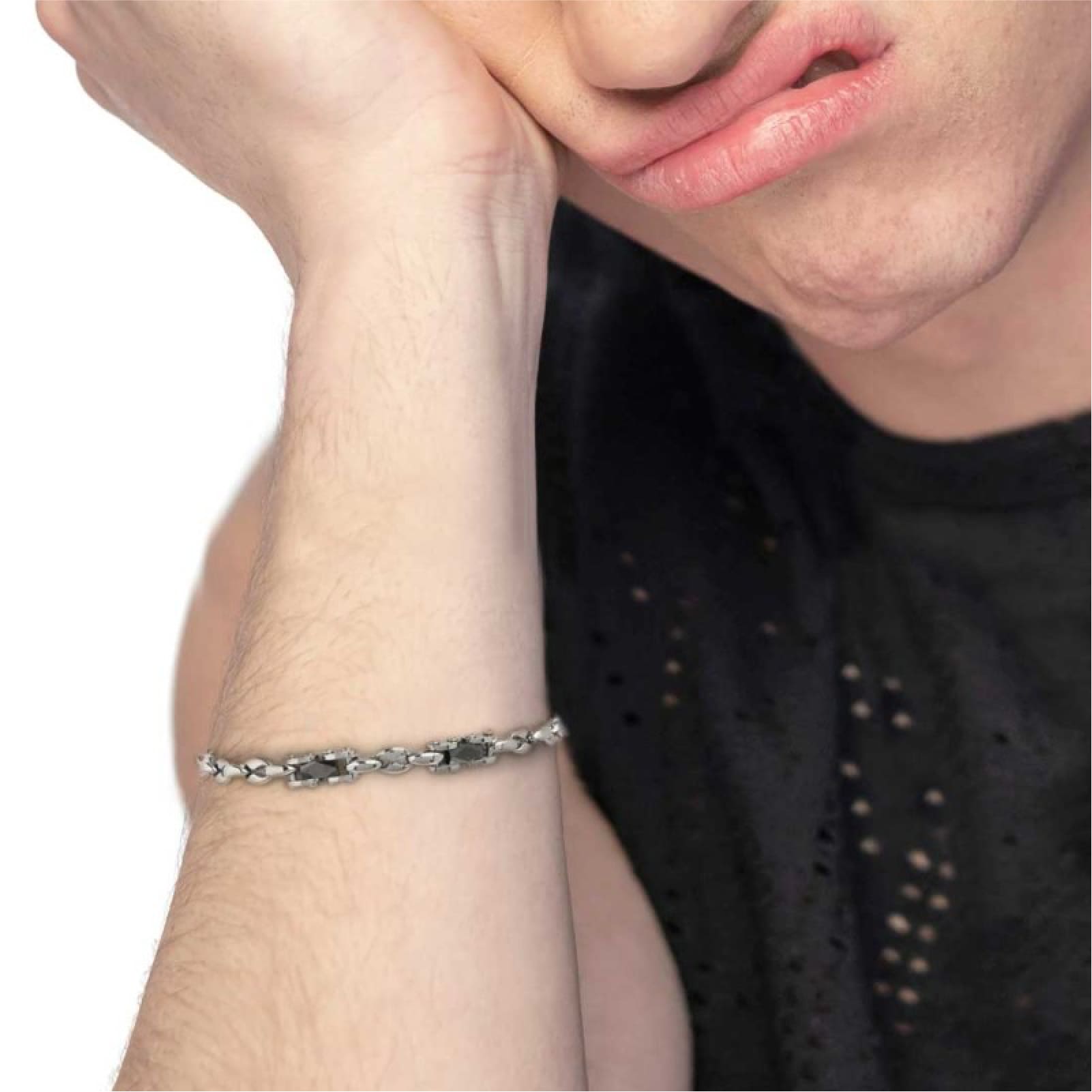 Bracciale Marlù Icons in acciaio con due elementi ceramica 21,5 cm