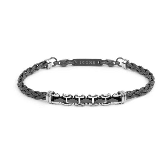 Bracciale Marlù Icons acciaio pvd titanio e catena sonaglio 21 cm