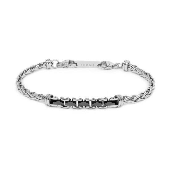 Bracciale Marlù Icons acciaio con catena sonaglio piatta 21 cm