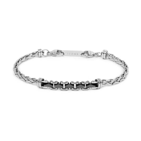 Bracciale Marlù Icons acciaio con catena sonaglio piatta 21 cm