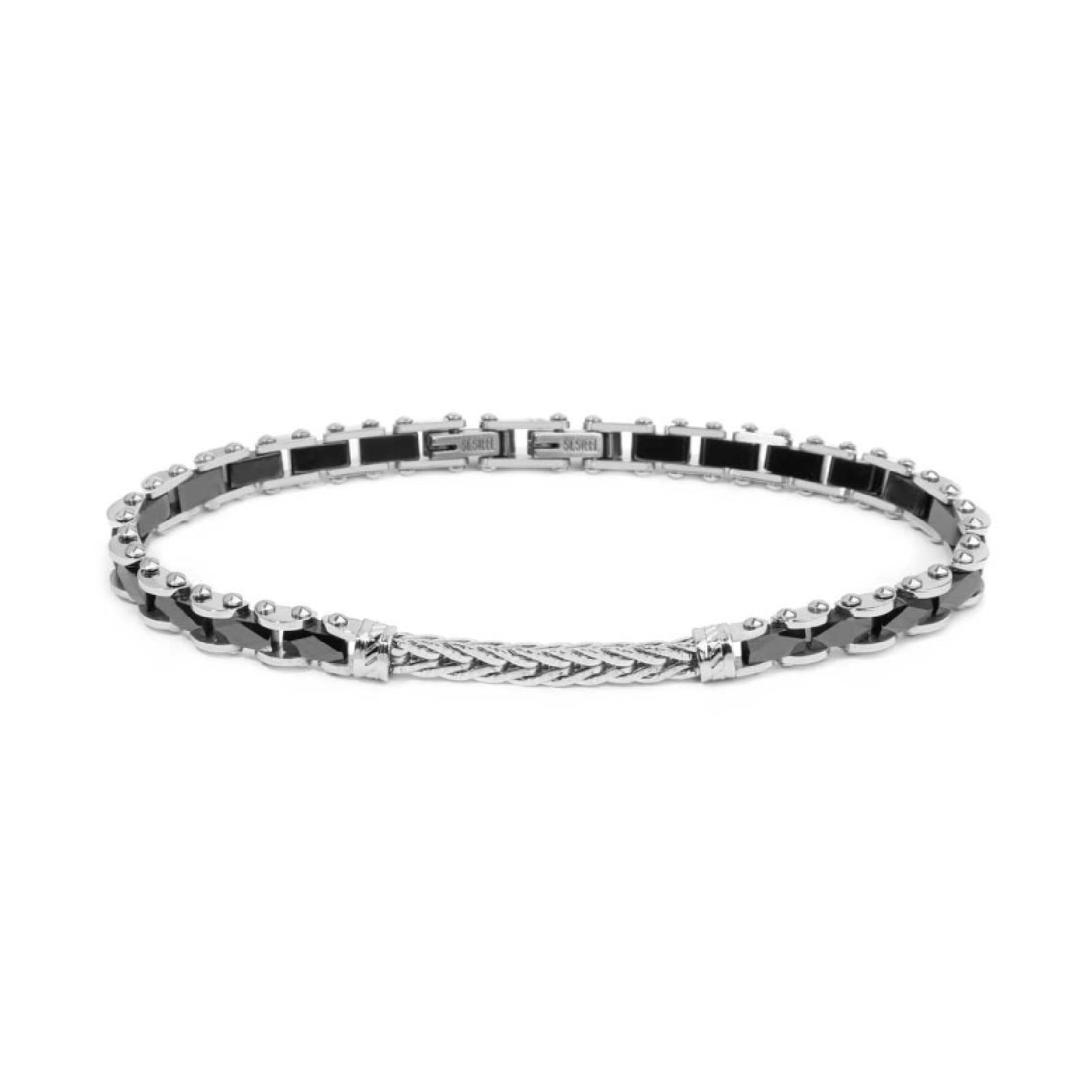 Bracciale Marlù Icons in acciaio e catena foxtail piatta 21,5 cm