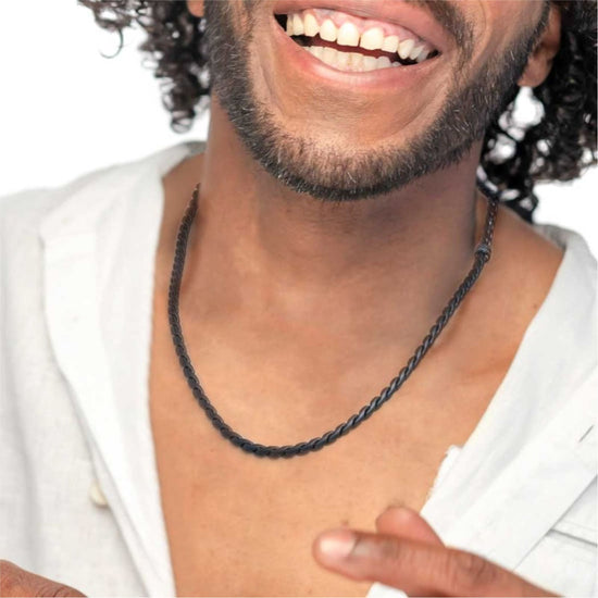 Collana Marlù catena serpentina in acciaio nero e pvd titanio MISURA UNICA