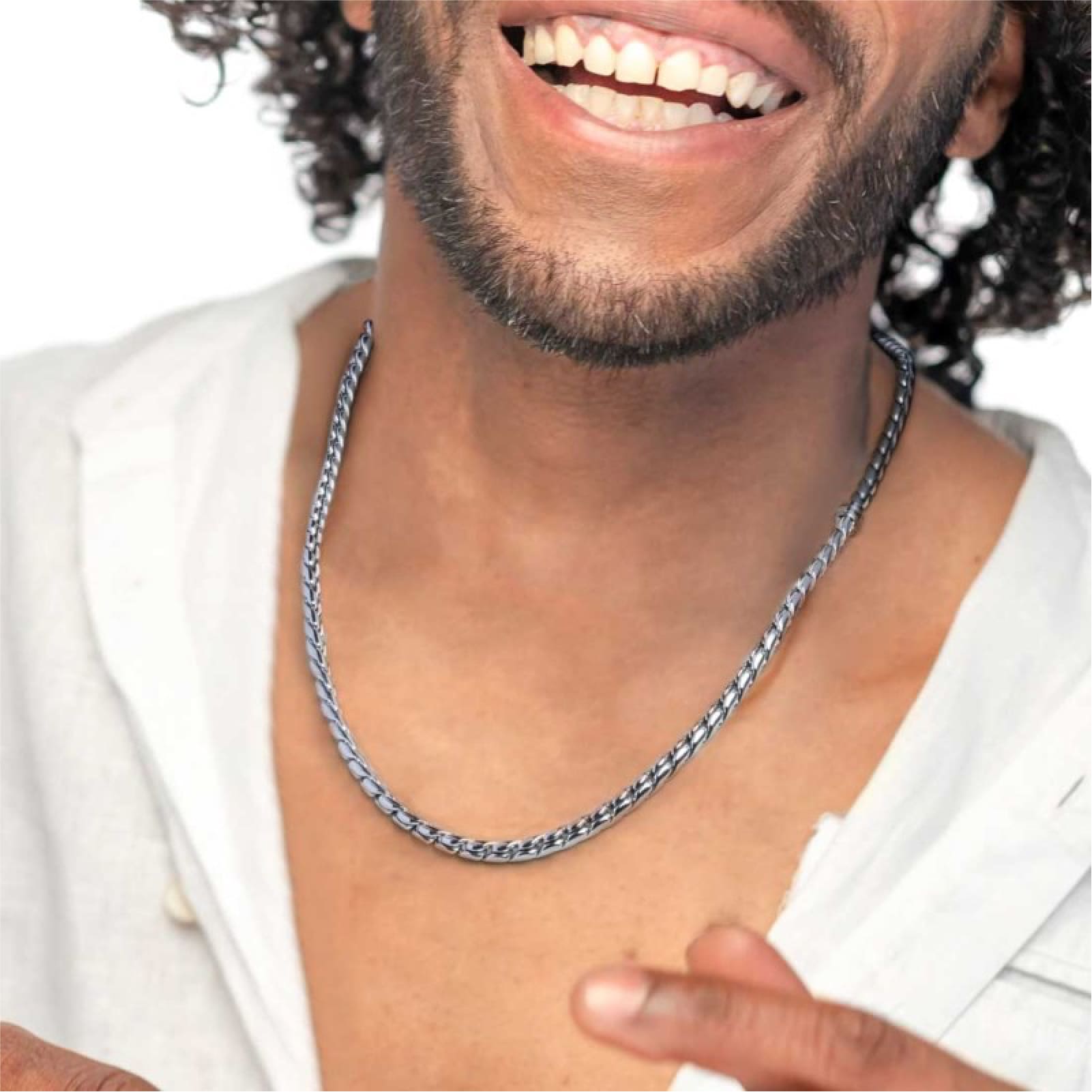 Collana Marlù catena serpentina in acciaio e in pvd titanio MISURA UNICA