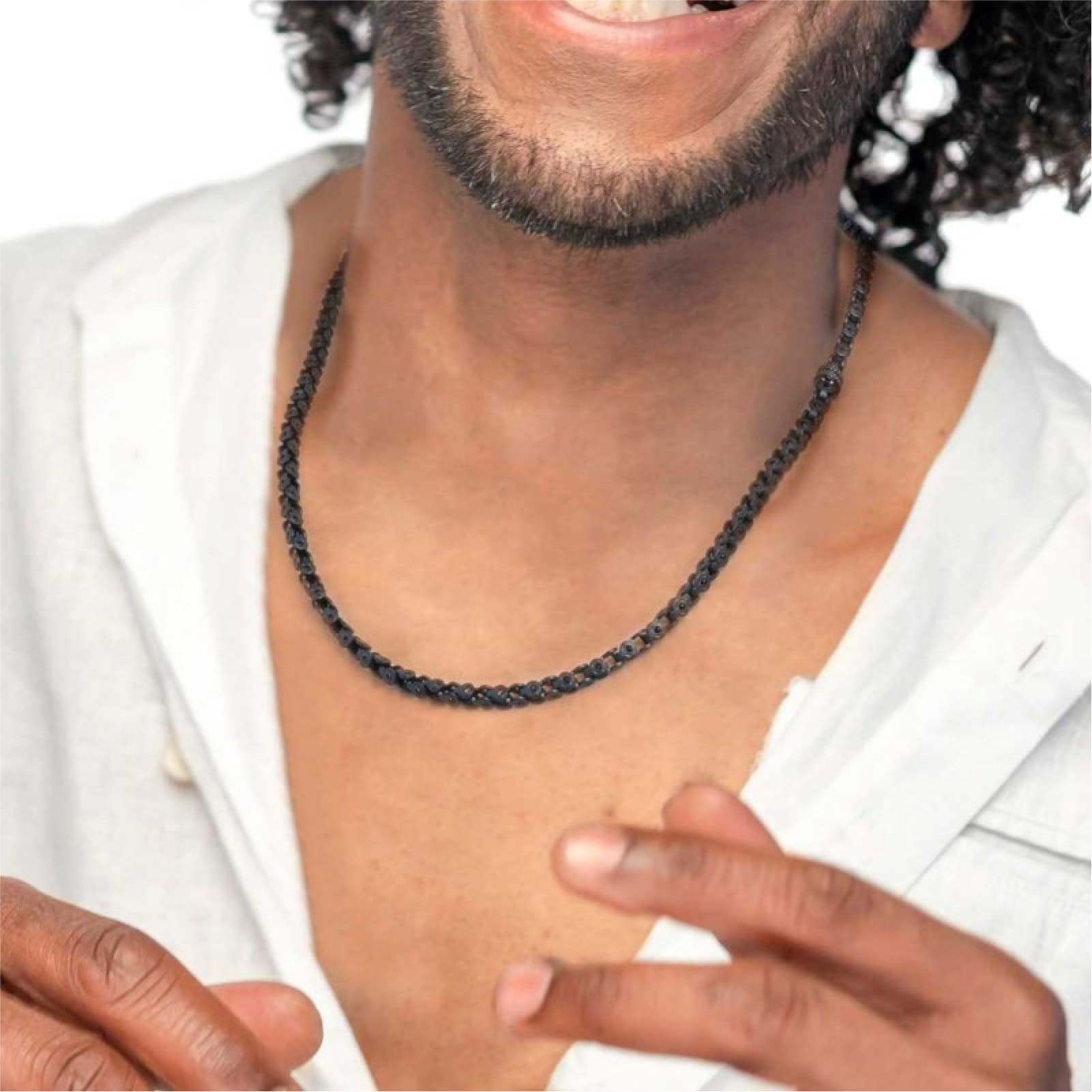 Collana Marlù catena marine mechanical pvd nero e pvd titanio MISURA UNICA