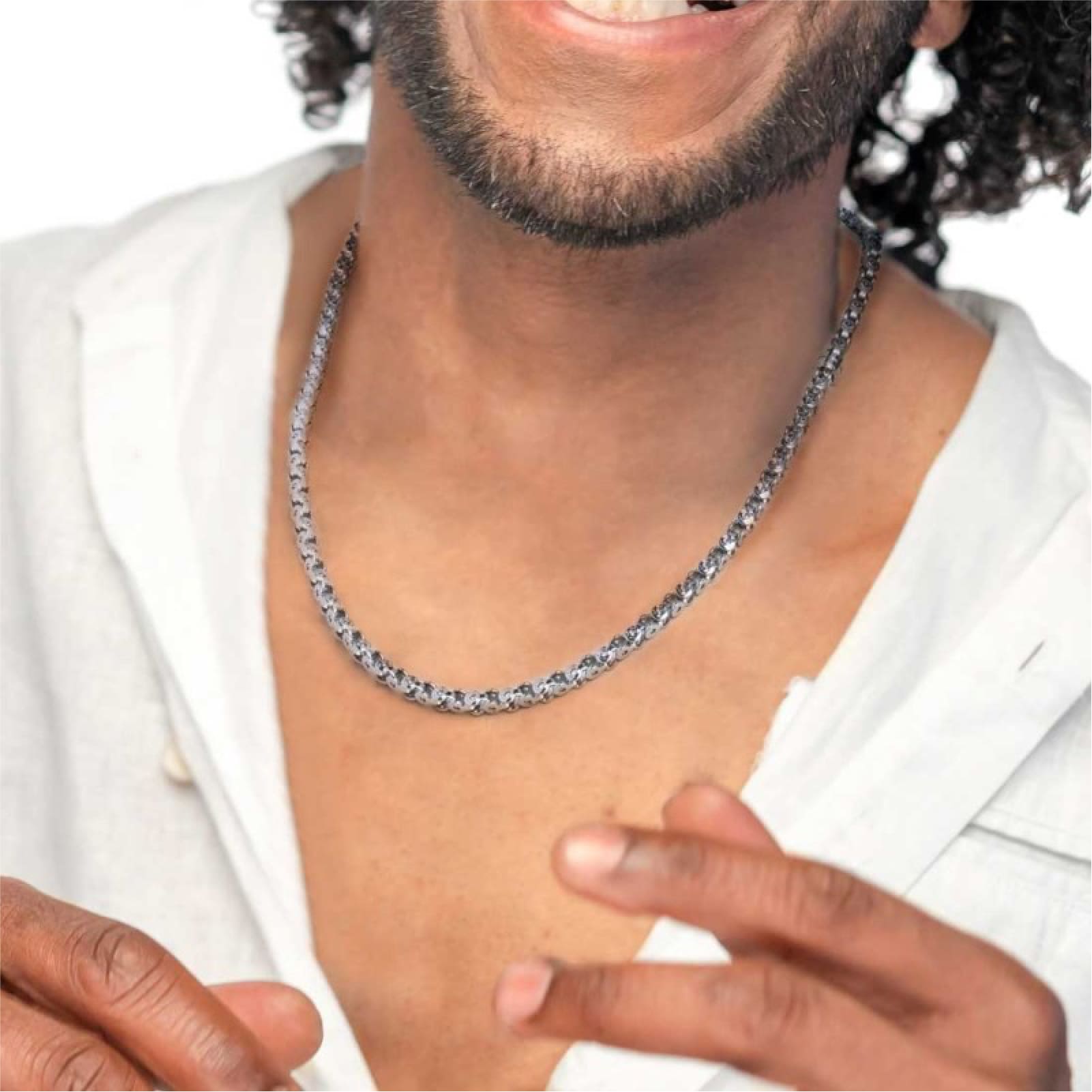 Collana Marlù catena marine mechanical acciaio e pvd titanio MISURA UNICA