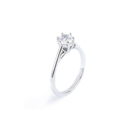 Anello solitario Marlù in acciaio con zircone bianco 5,25 mm 10