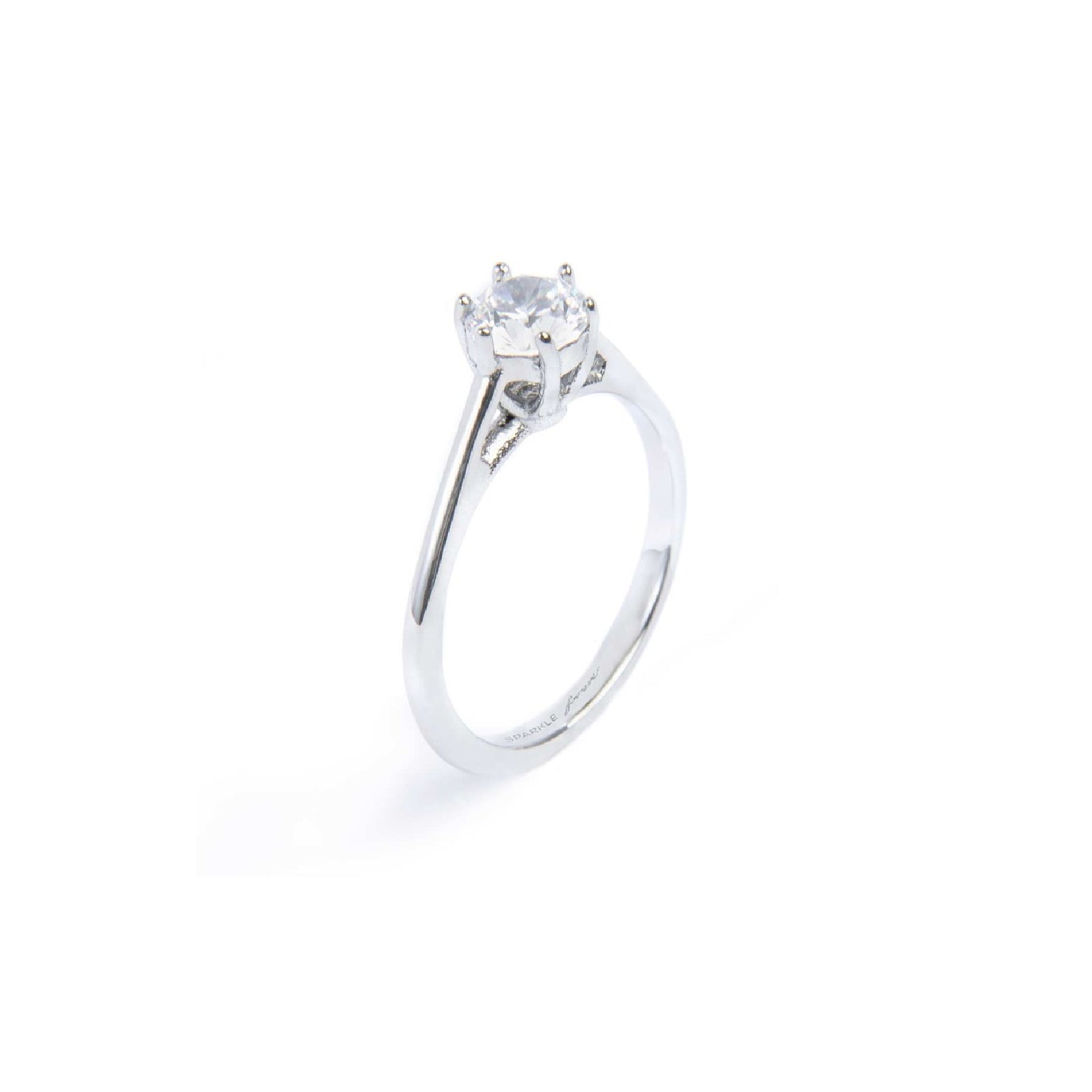 Anello solitario Marlù in acciaio con zircone bianco 5,25 mm 10