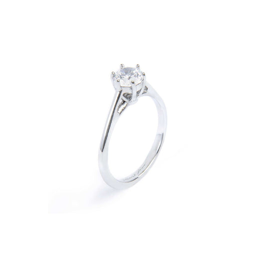 Anello solitario Marlù in acciaio con zircone bianco 5,25 mm 10