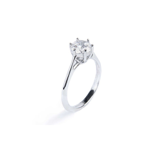 Anello solitario Marlù in acciaio con zircone bianco 6,25 mm 10