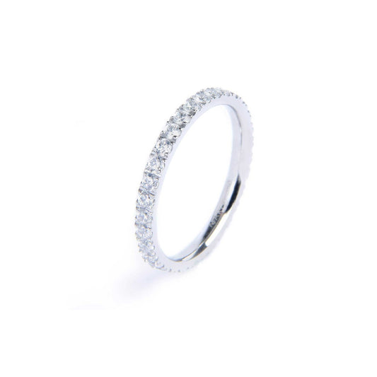 Anello tuttogiro Marlù in acciaio con zirconi bianchi 1,7 mm 10