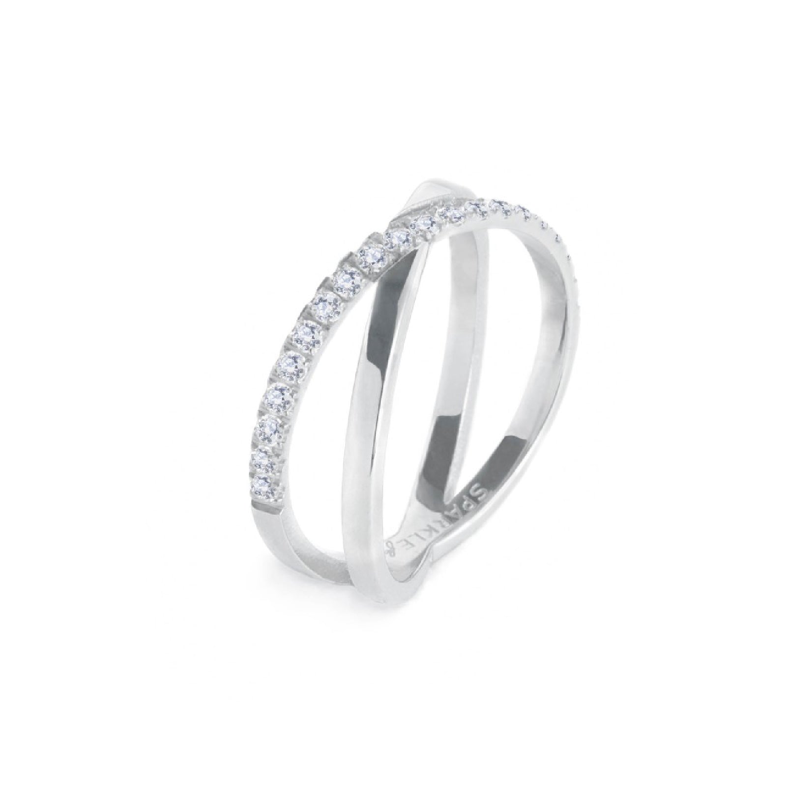 Anello donna Marlù in acciaio incrociato con zirconi bianchi 10