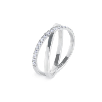 Anello donna Marlù in acciaio incrociato con zirconi bianchi 10
