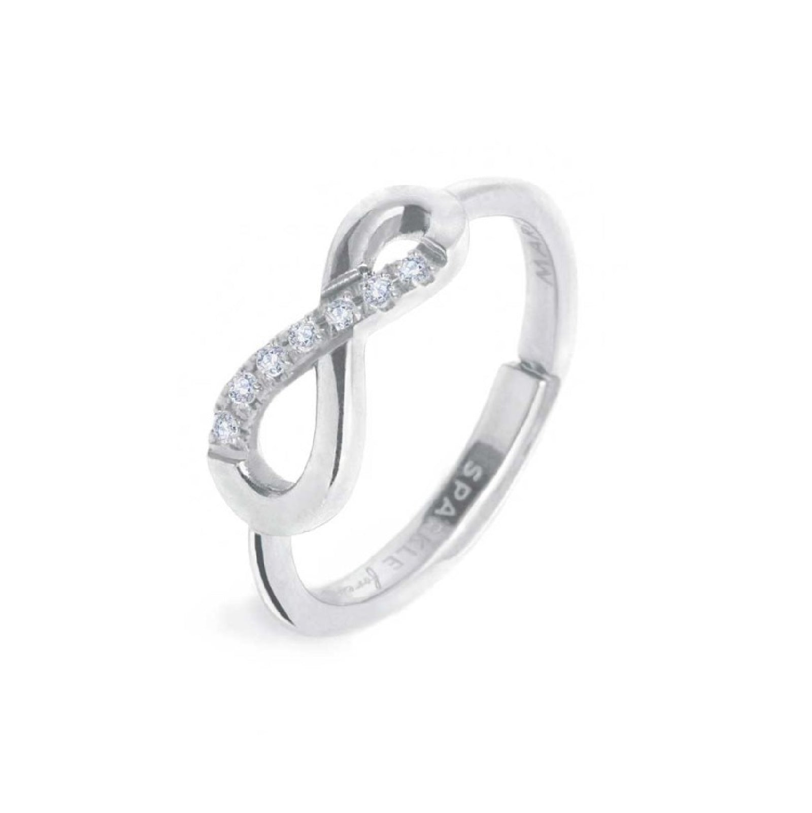 Anello donna Marlù in acciaio con infinito e zirconi bianchi Regolabile dalla 10 alla 14