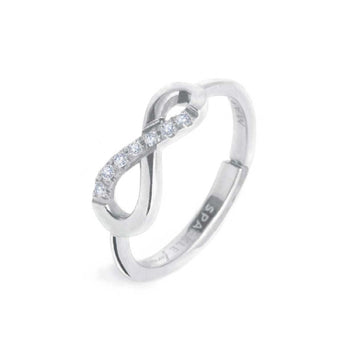 Anello donna Marlù in acciaio con infinito e zirconi bianchi Regolabile dalla 10 alla 14