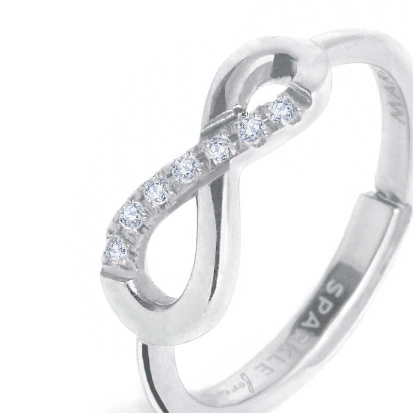 Anello donna Marlù in acciaio con infinito e zirconi bianchi Regolabile dalla 10 alla 14